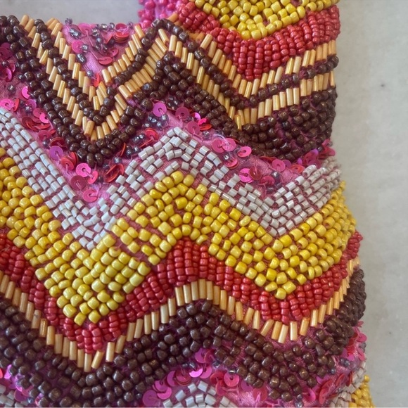 GEO BEADED BAG!!! Snap closure!  Gorgeous colors!!! NWT - Picture 3 of 8